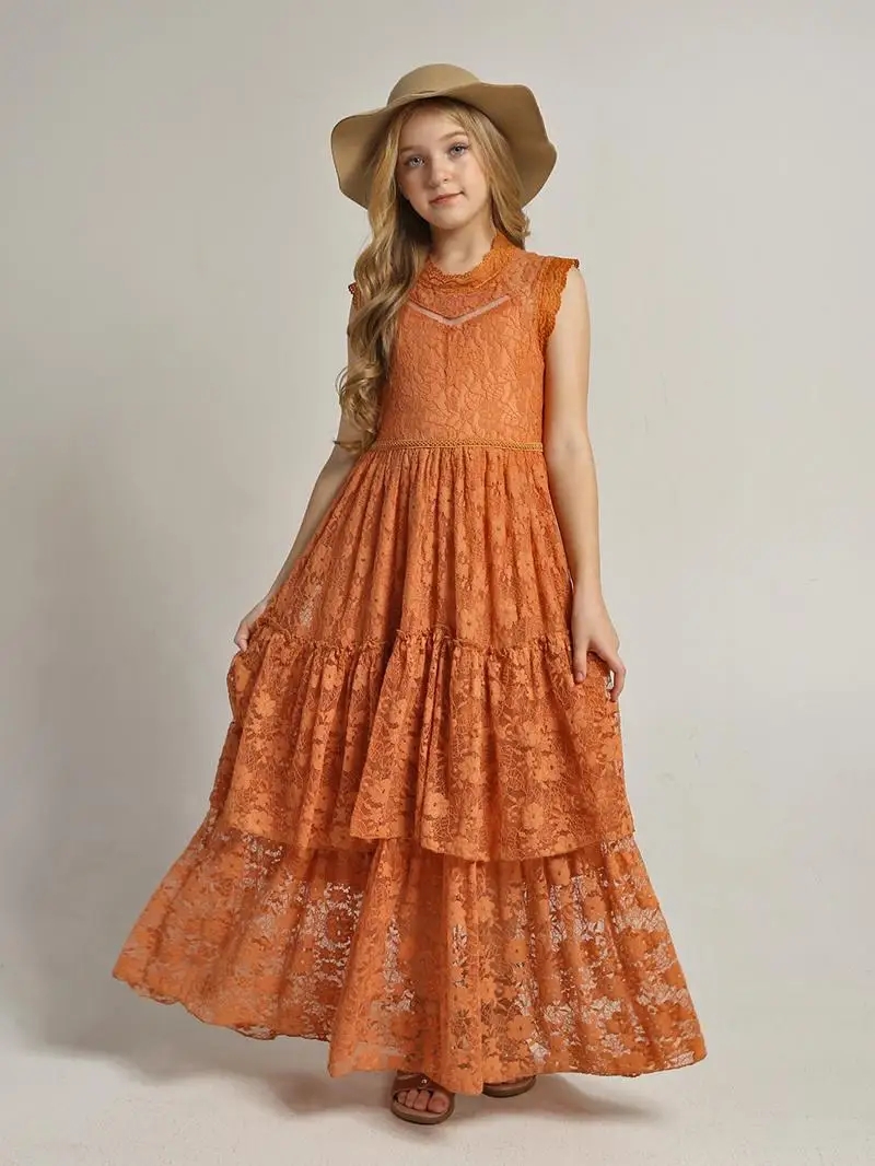 Baby Clothing Crochet - Girls Flower Dress Lace Cotton Dress