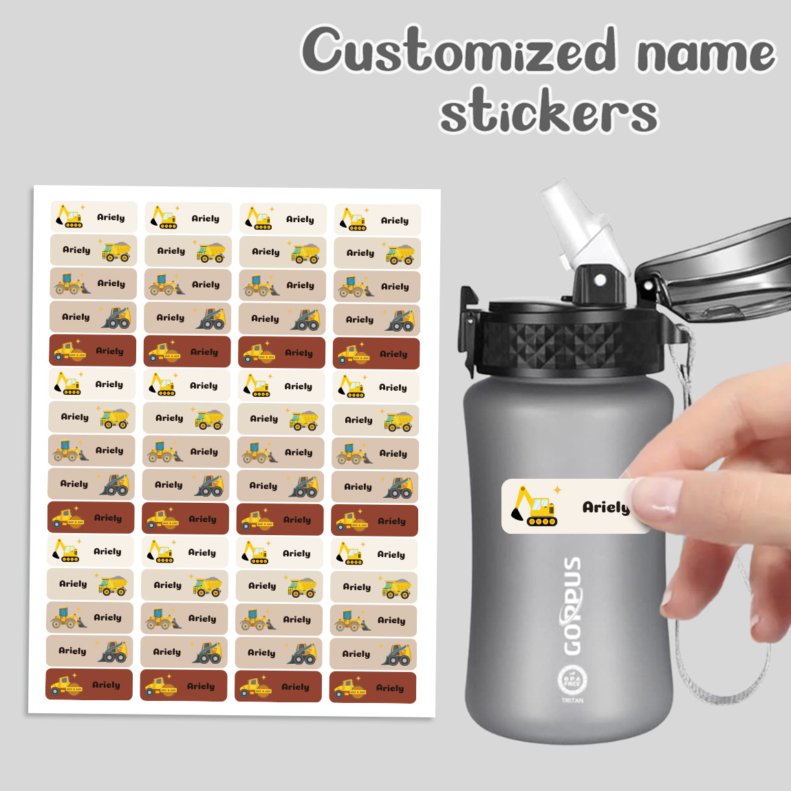 Baby Clothing Labels - 120pcs Custom Kids Name Stickers Construction