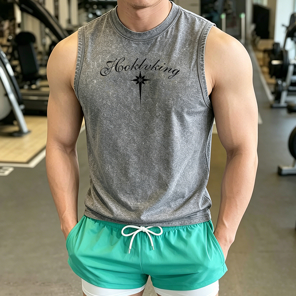 Men Washed Sleeveless Tank Top - Summer Short Set recension och pris