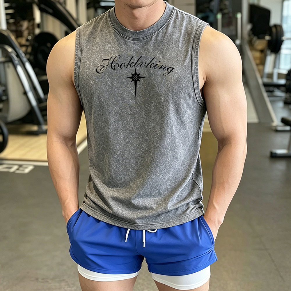 Men Washed Sleeveless Tank Top - Summer Short Set recension och pris