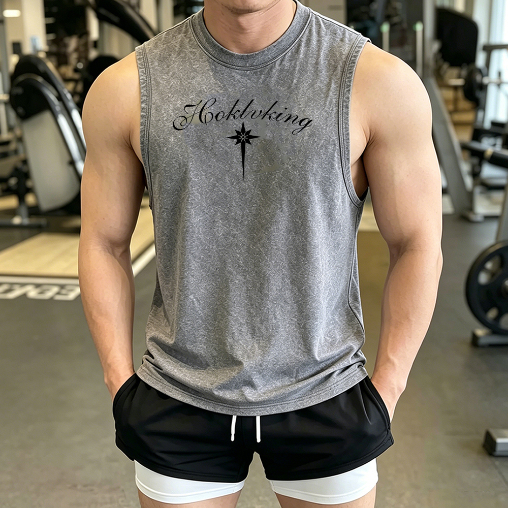 Men Washed Sleeveless Tank Top - Summer Short Set recension och pris