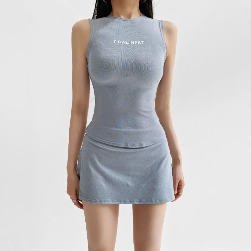 New Letter Printed Round Neck  - Summer Short Set recension och pris