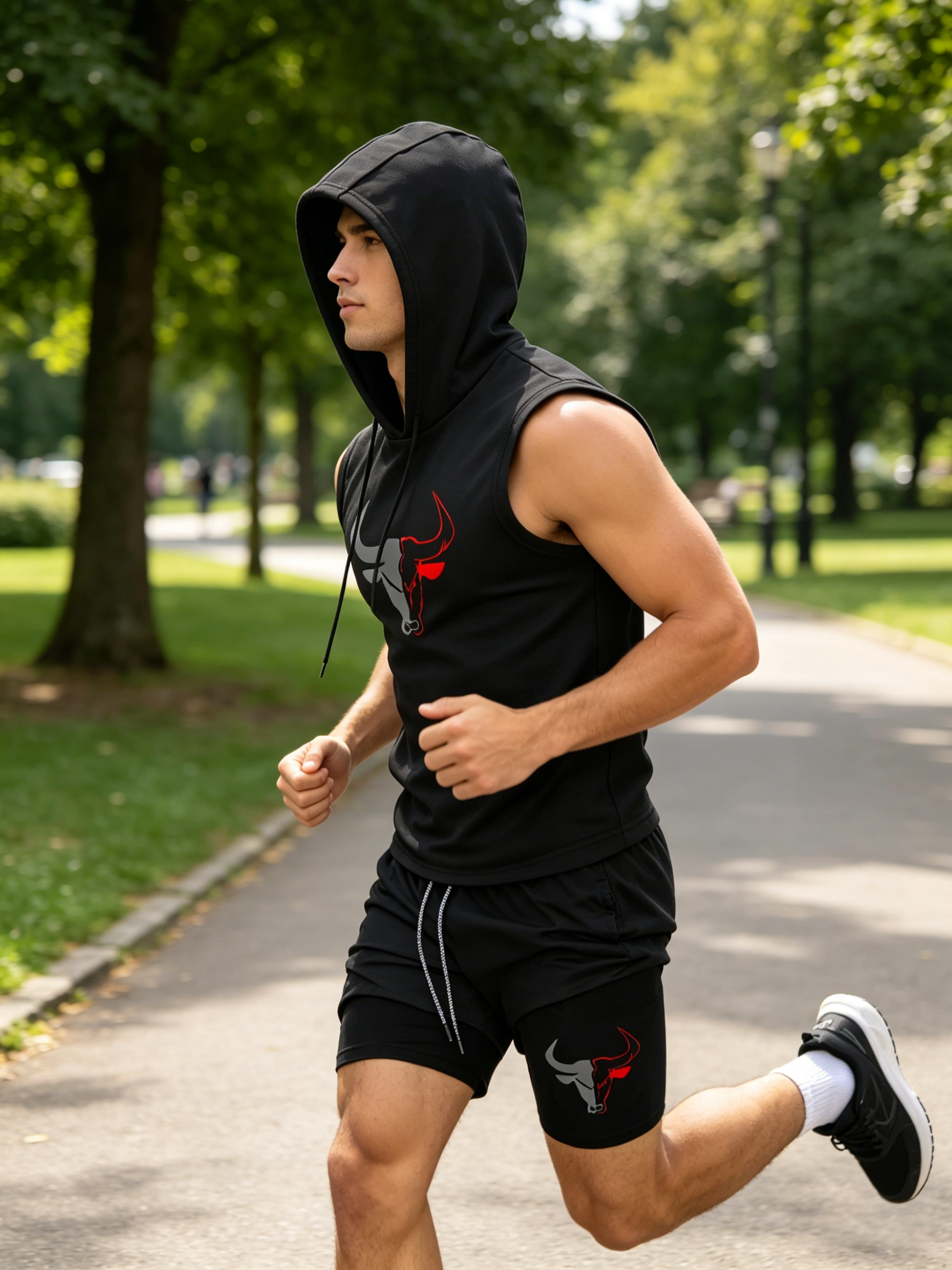 Men's 2 Piece Black Sleeveless - Summer Short Set recension och pris